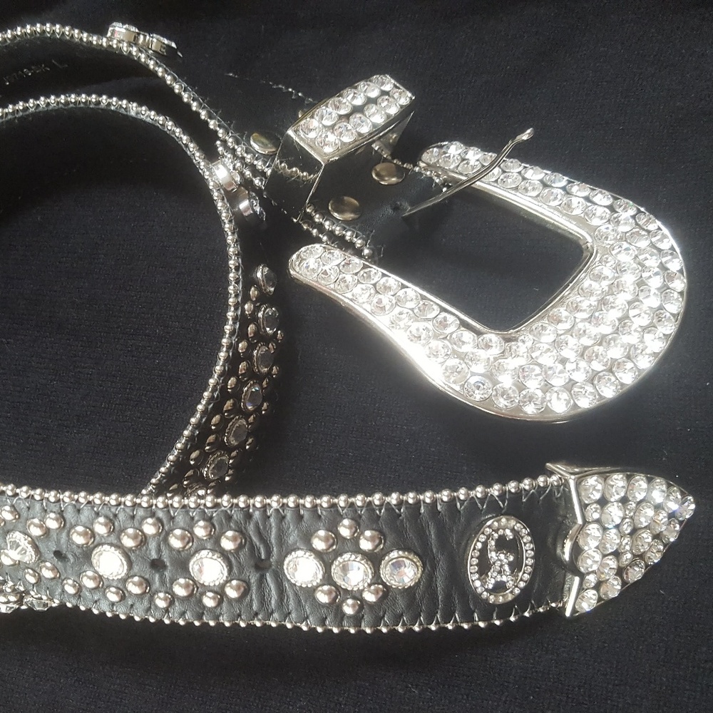 Rhinestone Leather Bling Belt